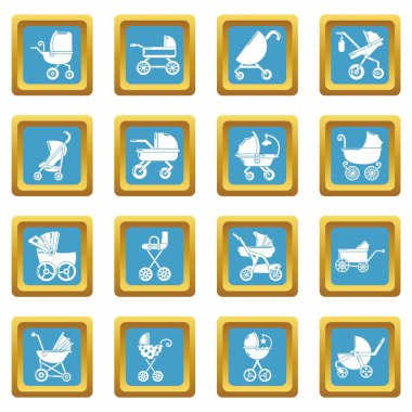 Sapphirine kare vektör bebek arabası Icons set