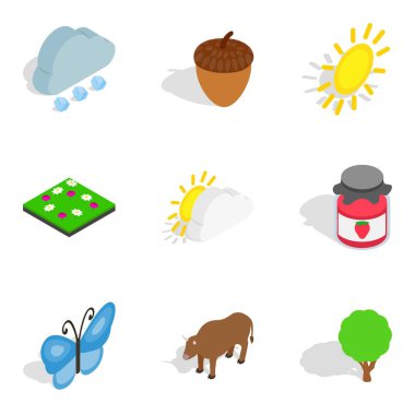 Zooloji Icons set, izometrik stili