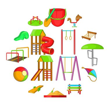 Bahçesi Icons set, karikatür tarzı