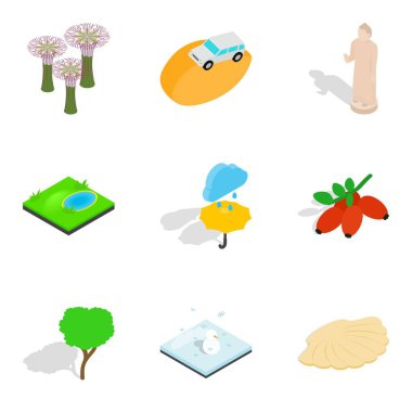 Hayvan Bahçe Icons set, izometrik stili