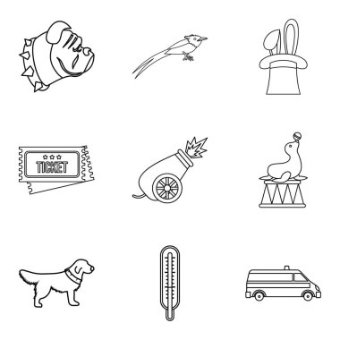 Hayvanat bahçesi Bahçe Icons set, anahat stili