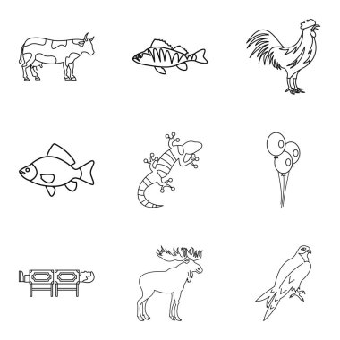 Hayvanat Bahçesi tedavi Icons set, anahat stili
