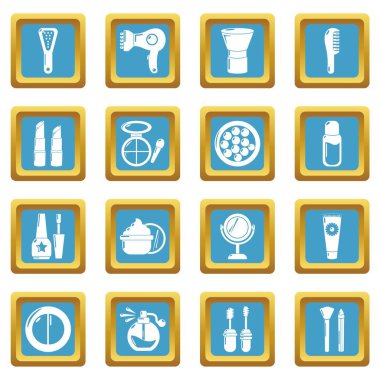 Sapphirine kare vektör kozmetik Icons set