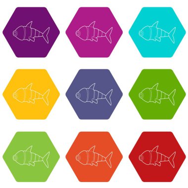 9 vektör robot balık Icons set