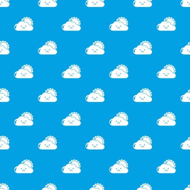 Güneş ve kesintisiz mavi vektör bulut deseni