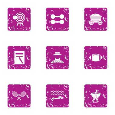 Seçme bir egzersiz Icons set, grunge tarzı