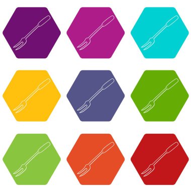 9 vektör barbekü çatalı Icons set