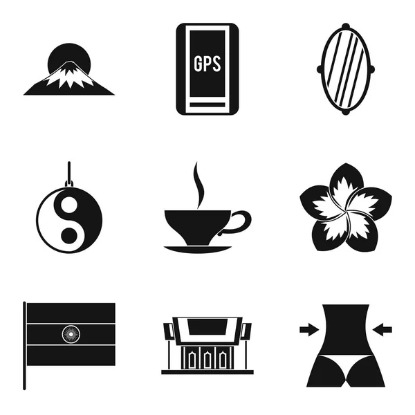 Yoga world icons set, simple style