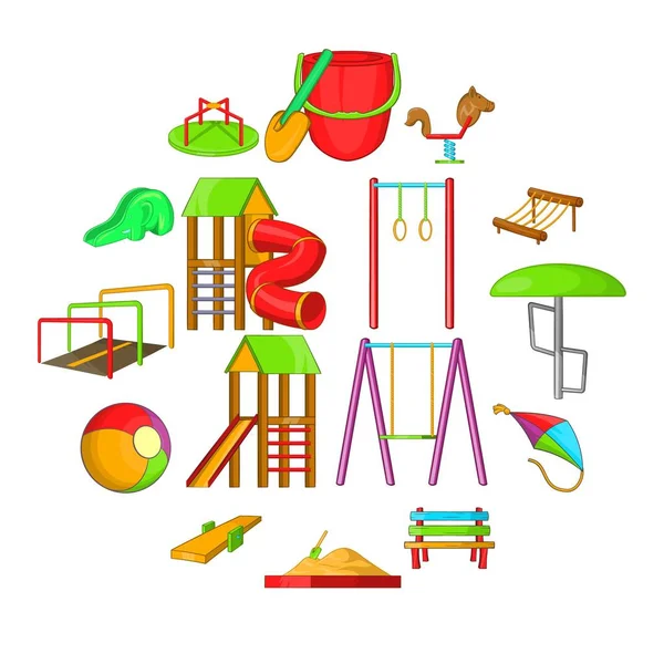 Spielplatz Icons Set, Cartoon-Stil — Stockvektor