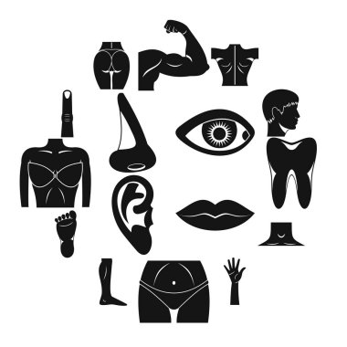 Body parts icons set, simple style clipart