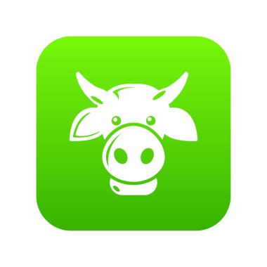 İnek baş simge yeşil vektör