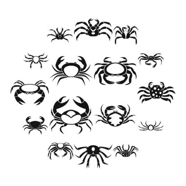 Çeşitli simgeler kümesi yengeç. Basit örnek çeşitli Yengeç 16 web için simgeler vektör