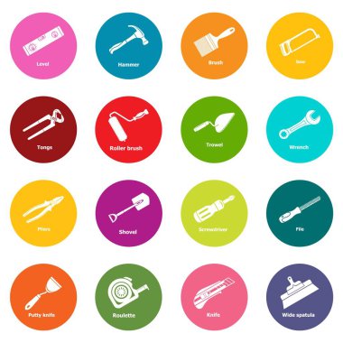 Renkli daireler vektör yapı El aracı Icons set