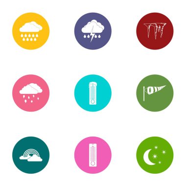 Fırtına Icons set, düz stil