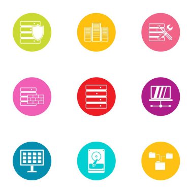 Teknik araç Icons set, düz stil