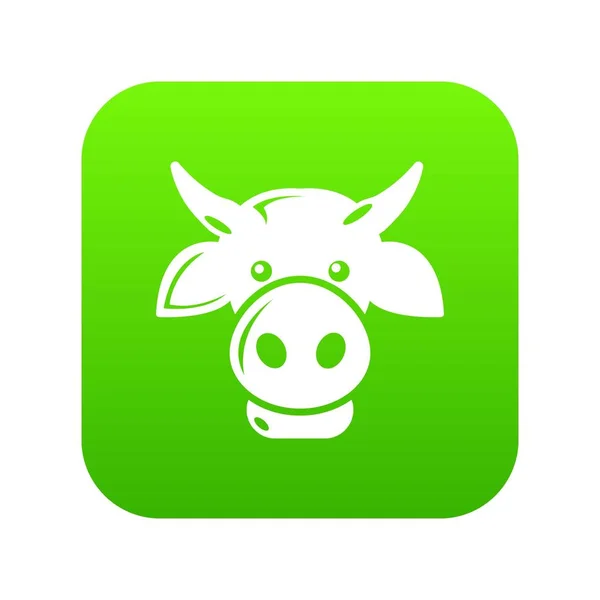Krowa głowa ikona zielone wektor — Wektor stockowy
