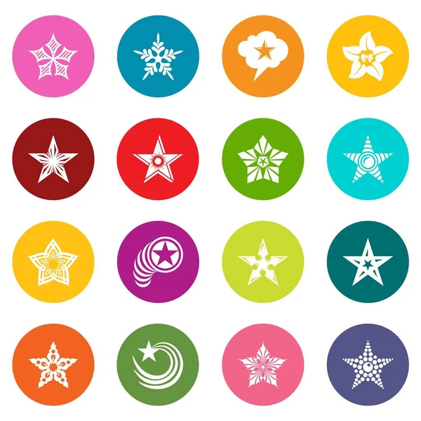 Decorative stars icons set colorful circles vector — Stock Vector