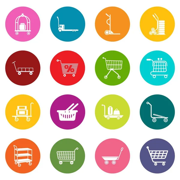 Cart types icons set colorful circles vector — Stock Vector