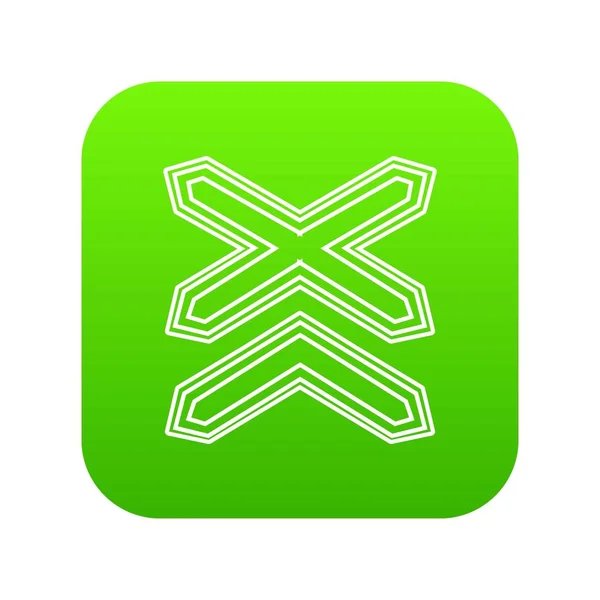 Två icke barriär järnvägar ikonen gröna vektor — Stock vektor