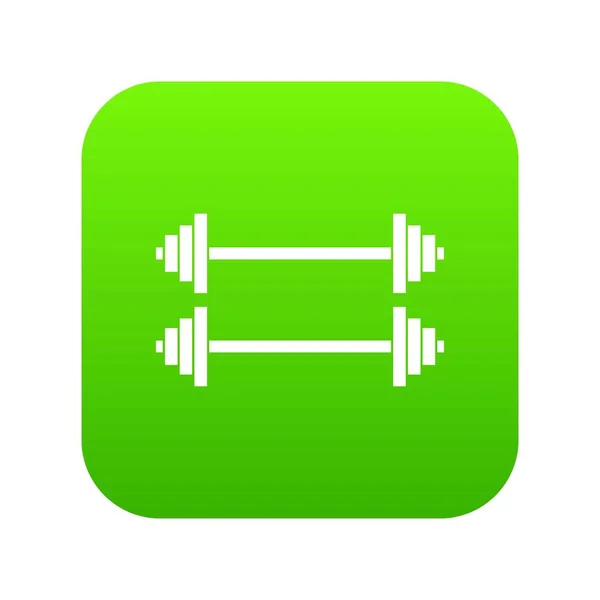 Two barbells icon digital green — Stock Vector