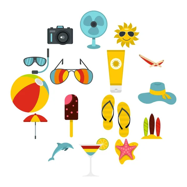 Summer rest set flat icons — Stock Vector