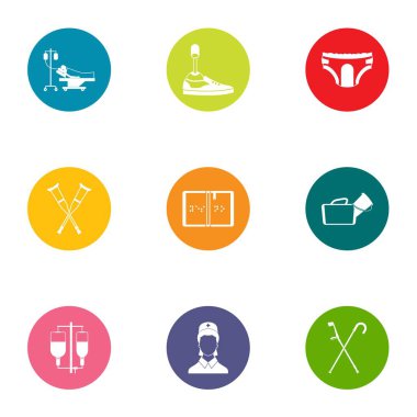 Hekim Icons set katılıyor, düz stil