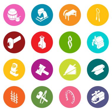Renkli daireler vektör demirci araçları Icons set