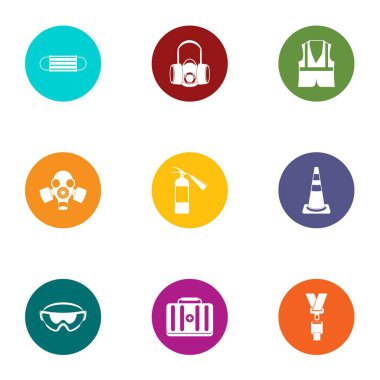 Chemical protection icons set, flat style clipart