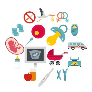 Gebelik simgeleri simgeleri düz stil kümesinde