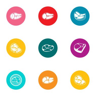 Parça et Icons set, düz stil