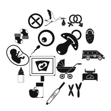 Gebelik sembolleri Icons set, basit tarzı