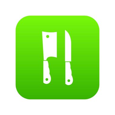 Mutfak bıçağı ve et bıçağı simgesi dijital yeşil