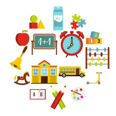 Anaokulu sembol simgeler düz stil ayarla