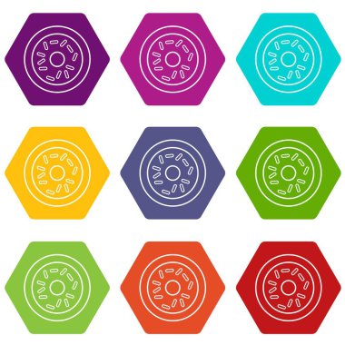 9 vektör çörek Icons set