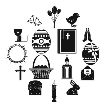 Paskalya öğeleri Icons set, basit tarzı