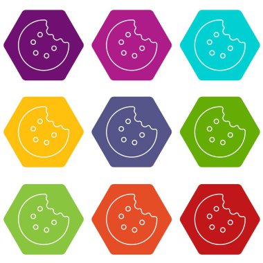 9 vektör ısırık bisküvi Icons set