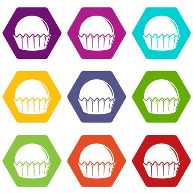 9 vektör cupcake Icons set