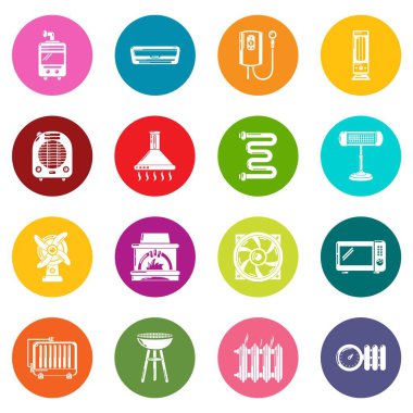 Soğuk hava akışı araçları Icons renkli set ısı vektör daireler