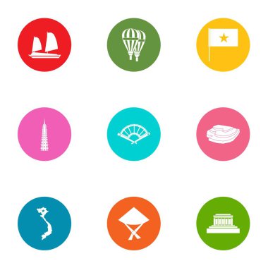 Tropikal Asya simgeler ayarla, stil düz