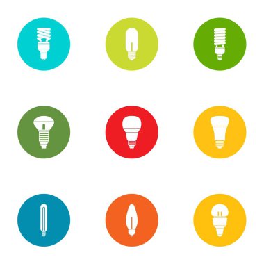 Ampul Icons set, düz stil