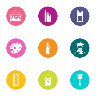 Icons set, düz stil tasvir