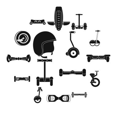 Karşı scooter Icons set, basit tarzı