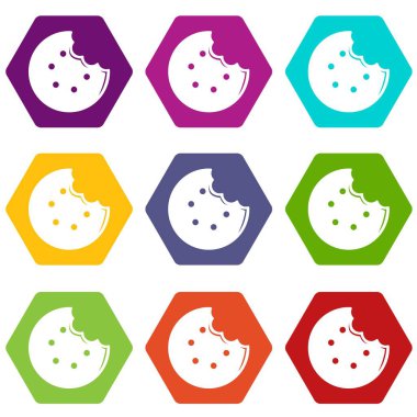 9 vektör ısırık bisküvi Icons set