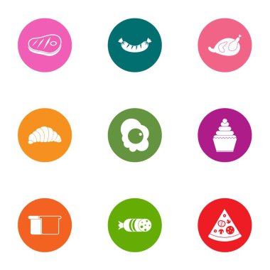 Eti lezzetli Icons set, düz stil