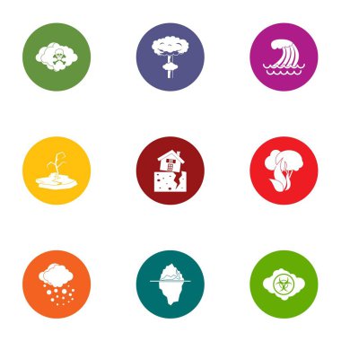 Hava fırtına simgeler ayarla, stil düz