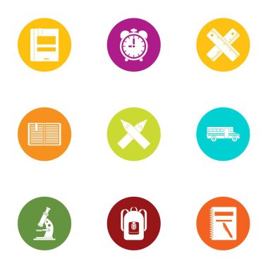 Okul hazırlık simgeler ayarla, stil düz