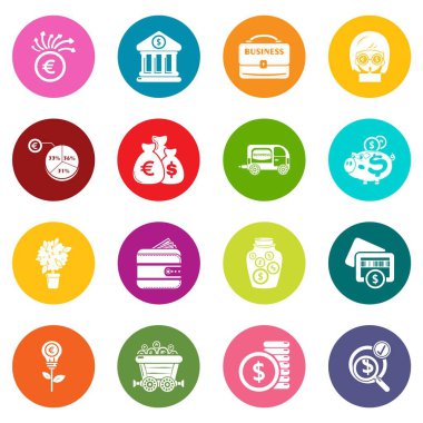 Renkli daireler vektör iş ikonları/simgeleri ayarla