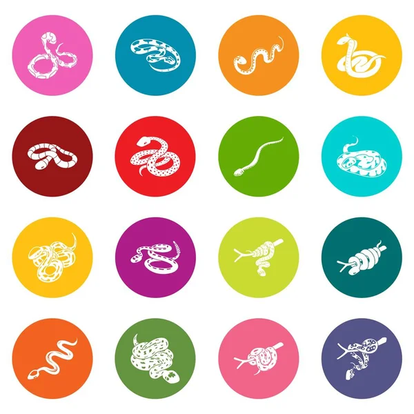 Icônes de serpent ensemble vecteur cercles colorés — Image vectorielle