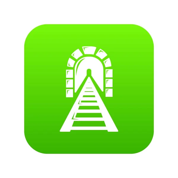 Järnväg tunnel ikonen gröna vektor — Stock vektor