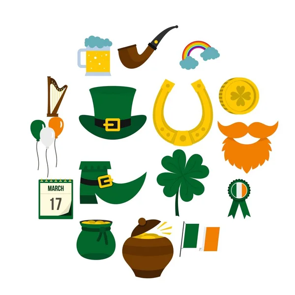 Icônes Saint Patrick dans un style plat — Image vectorielle